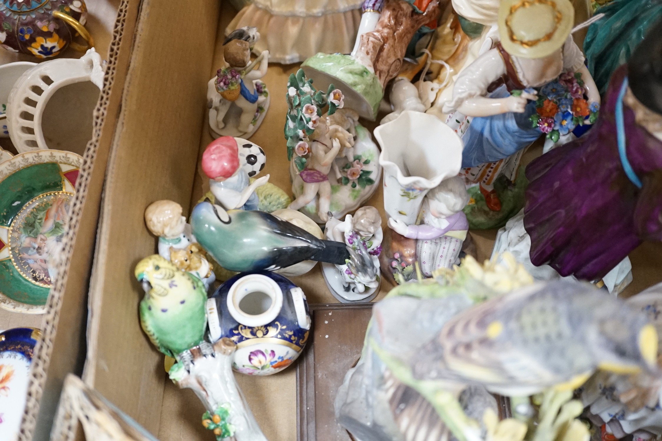A quantity of porcelain including Worcester, Doulton, Sitzendorf etc.